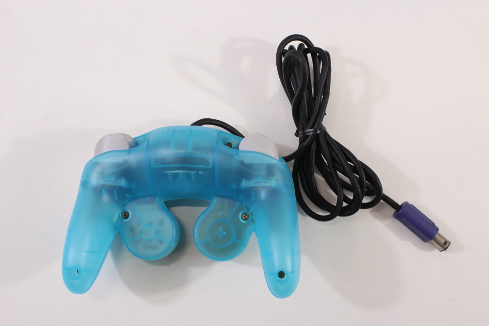 Nintendo GameCube Clear Ice Blue Console & Controller AC Adapter AV Cable Memory Card GC Play US Region Games (B)
