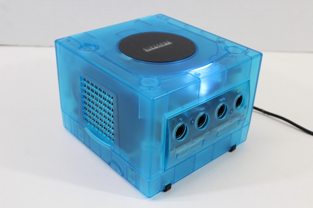 Nintendo GameCube Clear Ice Blue Console & Controller AC Adapter AV Cable Memory Card GC Play US Region Games (B)