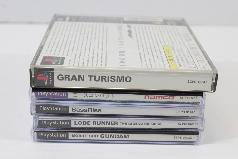 Lot of 5 Gran Turismo Ace Combat BassRise Lode Runner Mobile Suit Gundam (B) SONY PlayStation 1 PS1