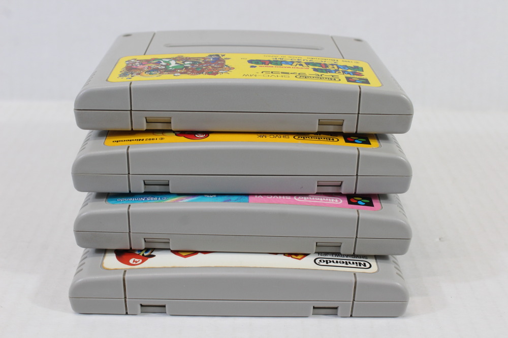 Lot of 4 Super Mario RPG World Kart Yoshi's Island (B) Nintendo Super Famicom SFC