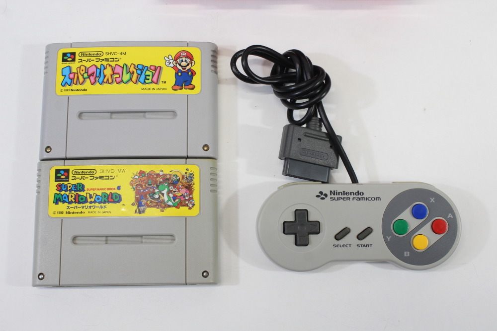 Super Nintendo Console Transparent Clear Red AC AV Super Famicom Conversion Plays NTSC-U/C & NTSC-J & Controller x1 Game x2 (A) Super Nintendo SNES Super Famicom SFC