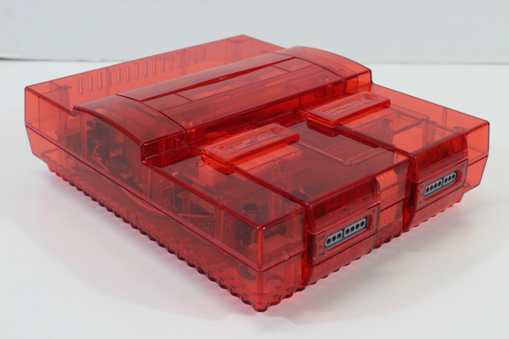 Super Nintendo Console Transparent Clear Red AC AV Super Famicom Conversion Plays NTSC-U/C & NTSC-J & Controller x1 Game x2 (A) Super Nintendo SNES Super Famicom SFC