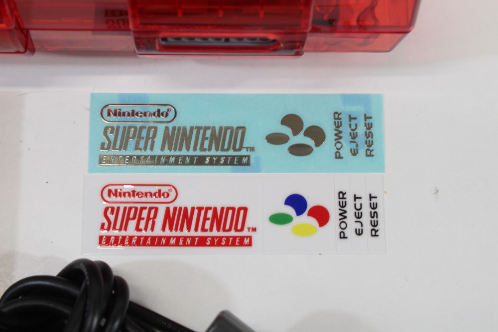 Super Nintendo Console Transparent Clear Red AC AV Super Famicom Conversion Plays NTSC-U/C & NTSC-J & Controller x1 Game x2 (A) Super Nintendo SNES Super Famicom SFC
