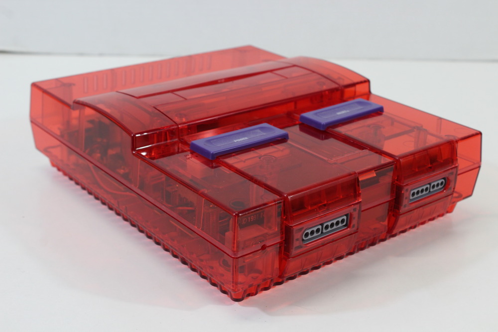 Super Nintendo Console Transparent Clear Red AC AV Super Famicom Conversion Plays NTSC-U/C & NTSC-J & Controller x1 Game x2 (A) Super Nintendo SNES Super Famicom SFC
