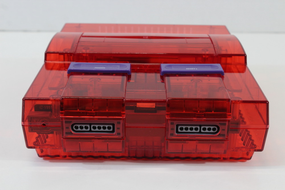 Super Nintendo Console Transparent Clear Red AC AV Super Famicom Conversion Plays NTSC-U/C & NTSC-J & Controller x1 Game x2 (A) Super Nintendo SNES Super Famicom SFC