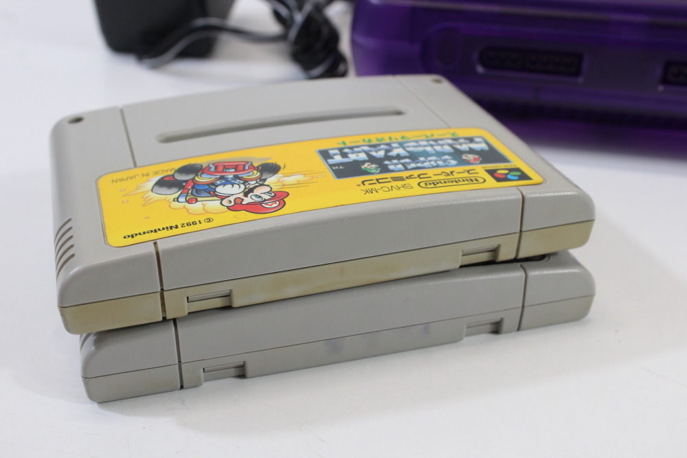 Super Famicom Console Transparent Clear Purple AC AV NTSC-J / NTSC-U/C Red LED & Controller x1 Game x2 (A) Super Nintendo SNES Super Famicom SFC