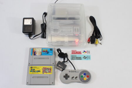 Super Famicom Console Transparent Clear White AC AV NTSC-J / NTSC-U/C Red LED & Controller x1 Game x2 (A) Super Nintendo SNES Super Famicom SFC
