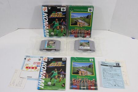 Lot of 2 Boxed Jikkkyou J.League Perfect Striker + St Andrews Old Course (B) Nintendo 64 N64