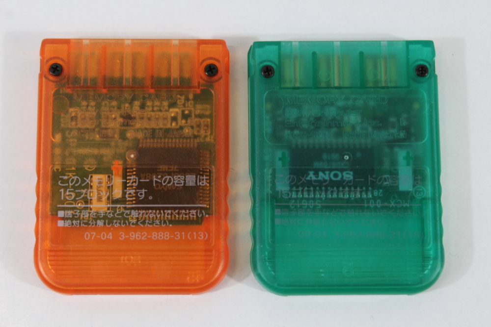 Lot of 2 Official SONY PlayStation 1 OEM Memory Card SCPH-1020 Clear Orange Teal for PS1 Console (B) SONY PlayStation 1 PS1