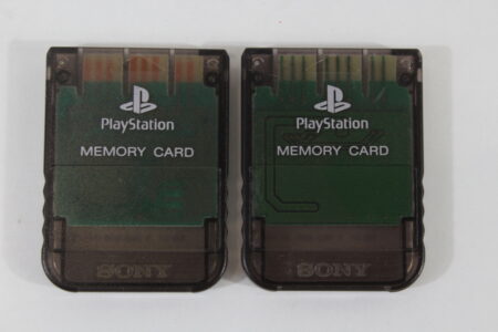 Lot of 2 Official SONY PlayStation 1 OEM Memory Card SCPH-1020 Clear Black Smoke for PS1 Console (B) SONY PlayStation 1 PS1