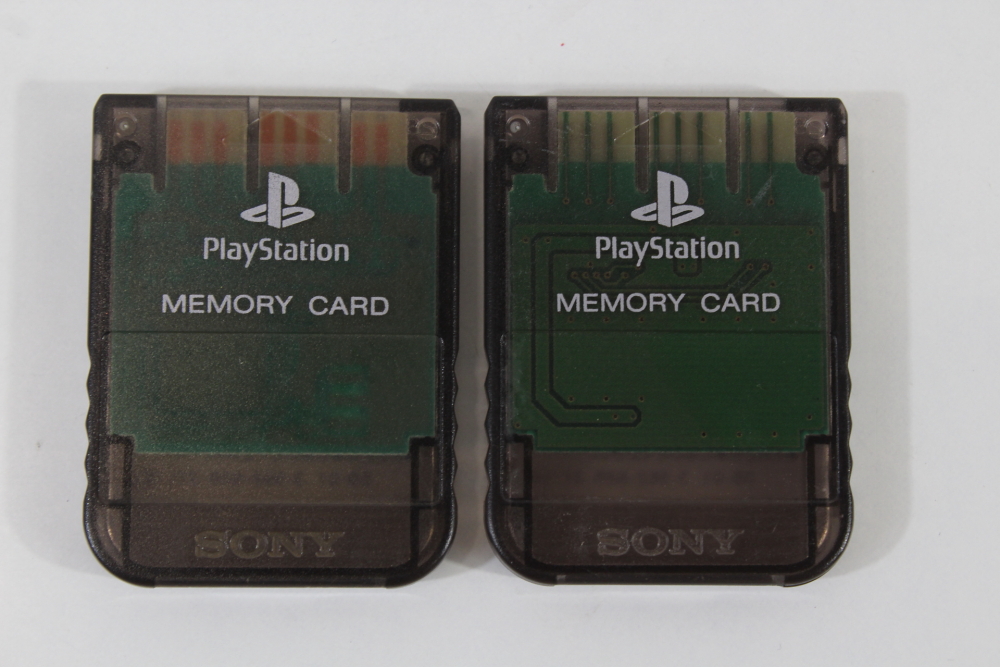 Lot of 2 Official SONY PlayStation 1 OEM Memory Card SCPH-1020 Clear Black Smoke for PS1 Console (B) SONY PlayStation 1 PS1