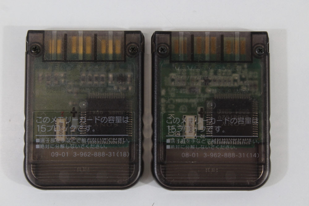 Lot of 2 Official SONY PlayStation 1 OEM Memory Card SCPH-1020 Clear Black Smoke for PS1 Console (B) SONY PlayStation 1 PS1