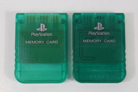 Lot of 2 Official SONY PlayStation 1 OEM Memory Card SCPH-1020 Clear Green Teal for PS1 Console (B) SONY PlayStation 1 PS1