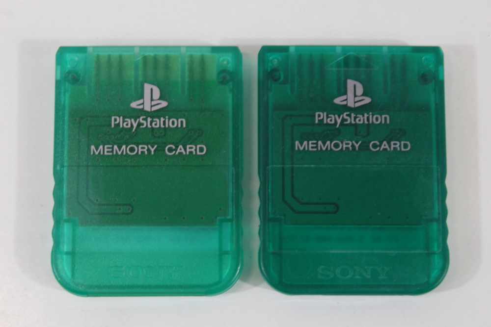 Lot of 2 Official SONY PlayStation 1 OEM Memory Card SCPH-1020 Clear Green Teal for PS1 Console (B) SONY PlayStation 1 PS1