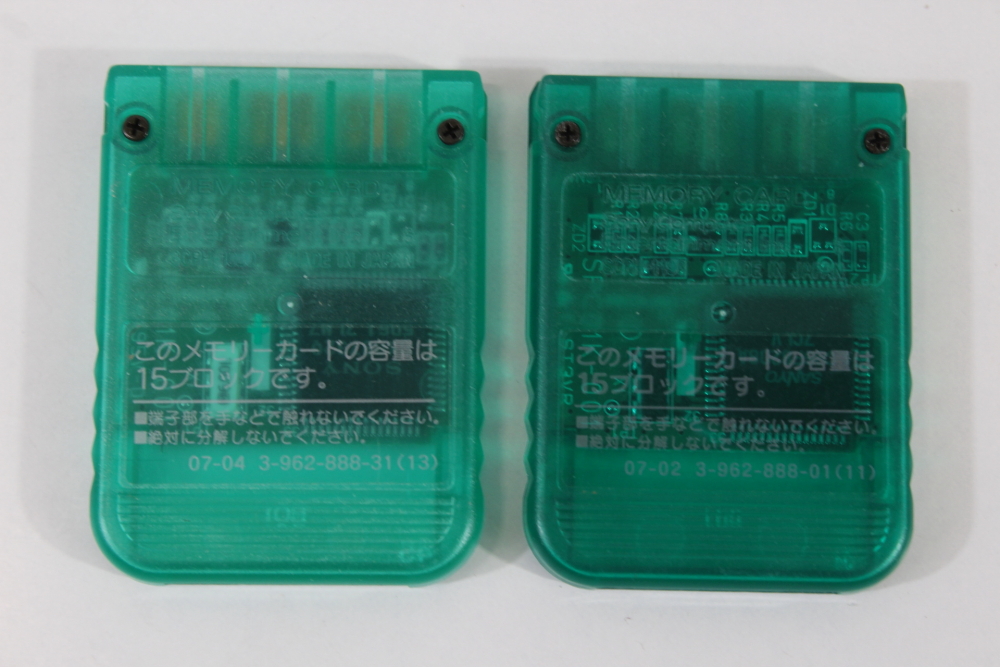 Lot of 2 Official SONY PlayStation 1 OEM Memory Card SCPH-1020 Clear Green Teal for PS1 Console (B) SONY PlayStation 1 PS1