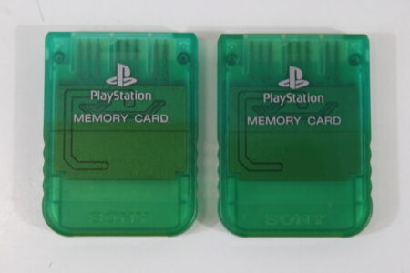 Lot of 2 Official SONY PlayStation 1 OEM Memory Card SCPH-1020 Clear Green Teal for PS1 Console (B) SONY PlayStation 1 PS1