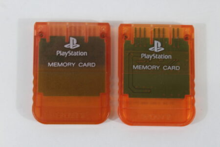 Lot of 2 Official SONY PlayStation 1 OEM Memory Card SCPH-1020 Clear Orange for PS1 Console (B) SONY PlayStation 1 PS1
