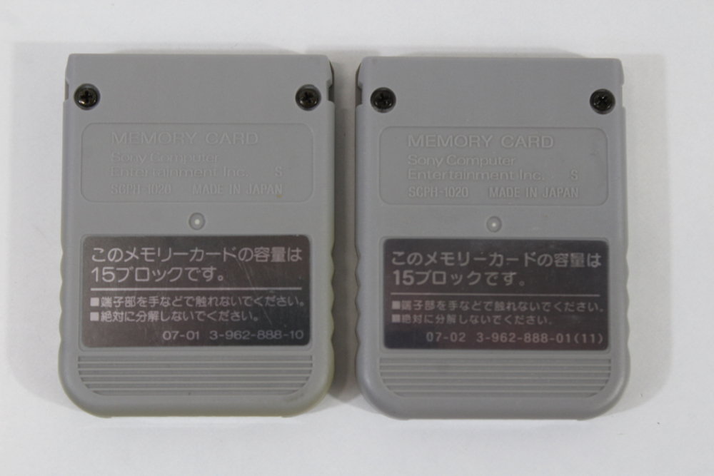 Lot of 2 Official SONY PlayStation 1 OEM Memory Card SCPH-1020 Grey for PS1 Console (C, Discoloration) SONY PlayStation 1 PS1