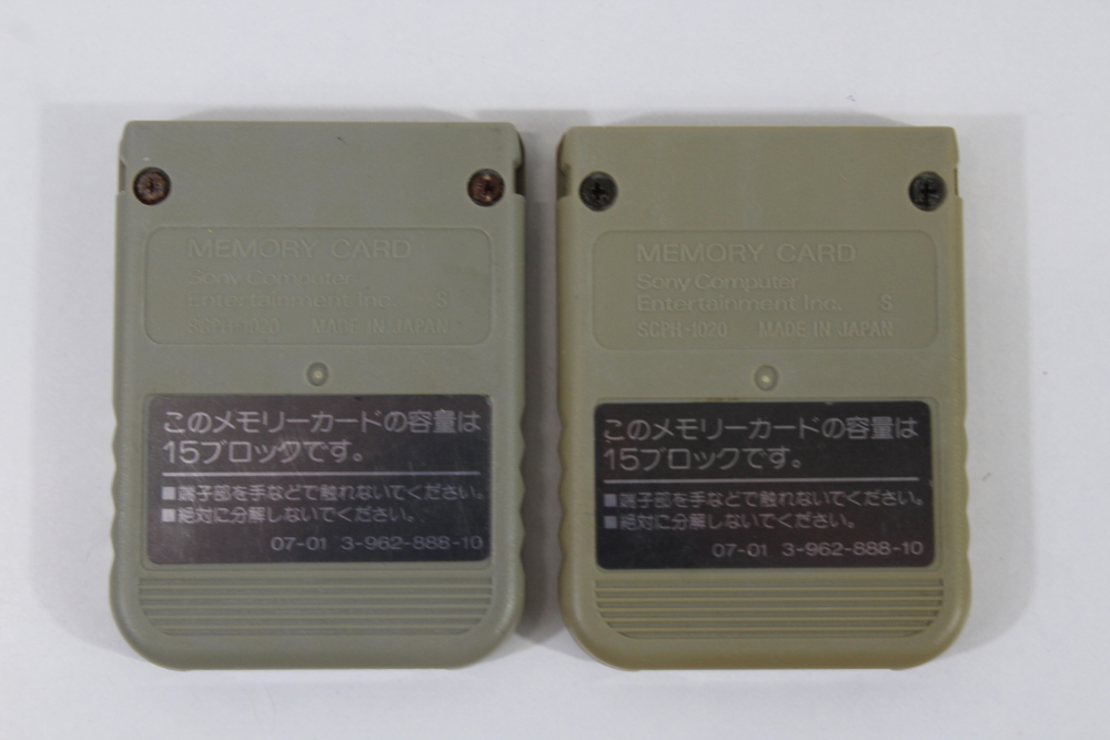 Lot of 2 Official SONY PlayStation 1 OEM Memory Card SCPH-1020 Grey for PS1 Console (C, Discoloration) SONY PlayStation 1 PS1