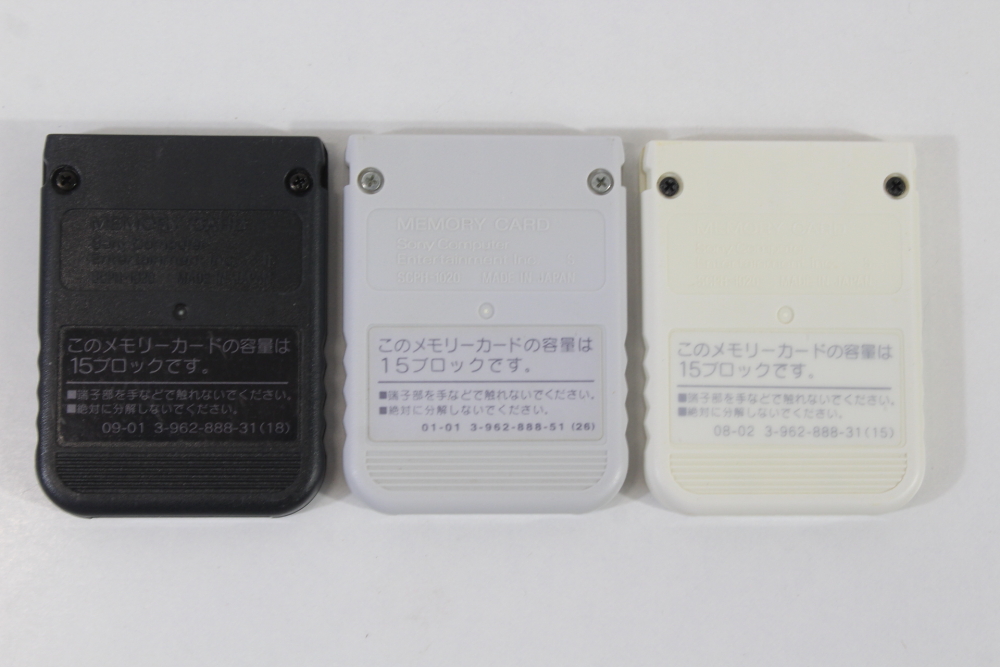Lot of 3 Official SONY PlayStation 1 OEM Memory Card SCPH-1020 White Grey Black for PS1 Console (B) SONY PlayStation 1 PS1