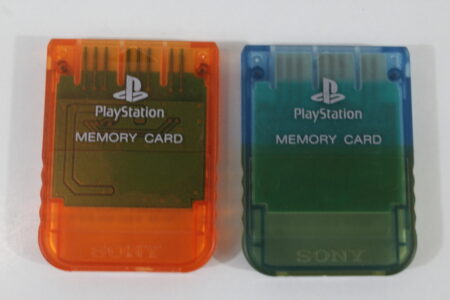 Lot of 2 Official SONY PlayStation 1 OEM Memory Card SCPH-1020 Clear Orange Blue for PS1 Console (B) SONY PlayStation 1 PS1