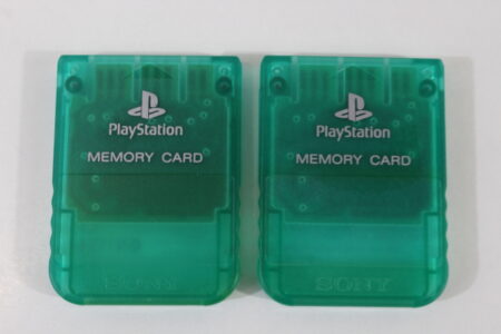 Lot of 2 Official SONY PlayStation 1 OEM Memory Card SCPH-1020 Clear Teal Green for PS1 Console (B) SONY PlayStation 1 PS1