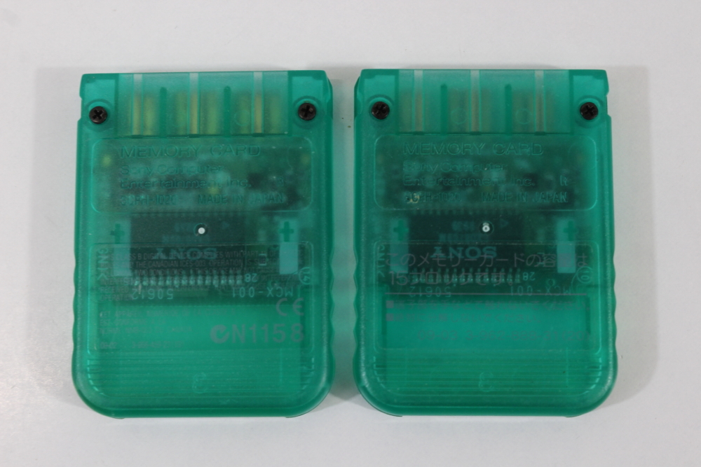 Lot of 2 Official SONY PlayStation 1 OEM Memory Card SCPH-1020 Clear Teal Green for PS1 Console (B) SONY PlayStation 1 PS1
