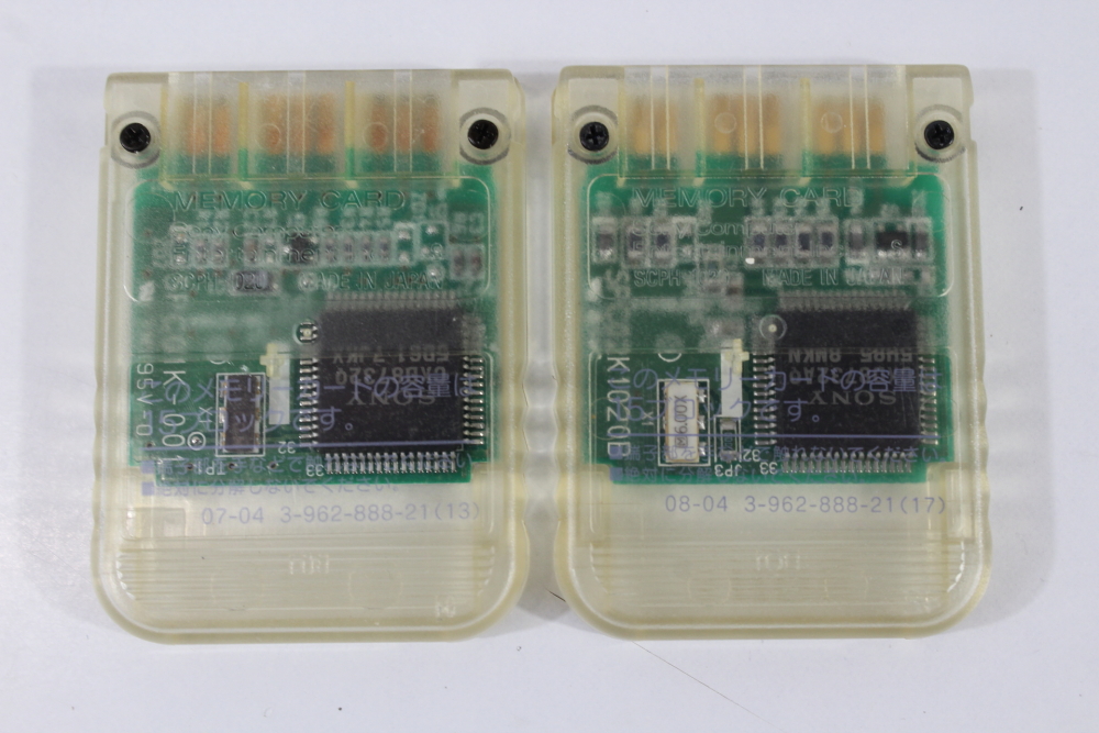 Lot of 2 Official SONY PlayStation 1 OEM Memory Card SCPH-1020 Clear Crystal for PS1 Console (B) SONY PlayStation 1 PS1