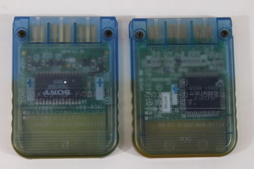 Lot of 2 Official SONY PlayStation 1 OEM Memory Card SCPH-1020 Clear Blue for PS1 Console (B) SONY PlayStation 1 PS1