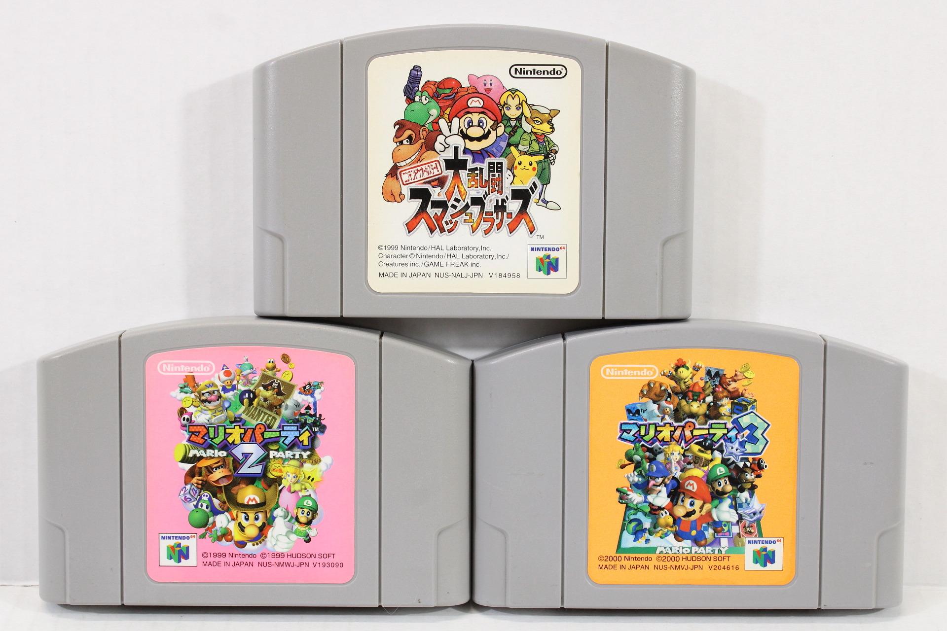 Lot of 3 Super Smash Bros Mario Party 2 & 3 (B) Nintendo 64 N64