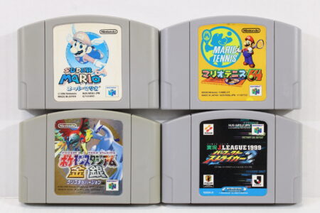 Lot of 4 Super Mario 64 Mario Tennis Pokemon Stadium Gold Silver J. League 1999 (B) Nintendo 64 N64