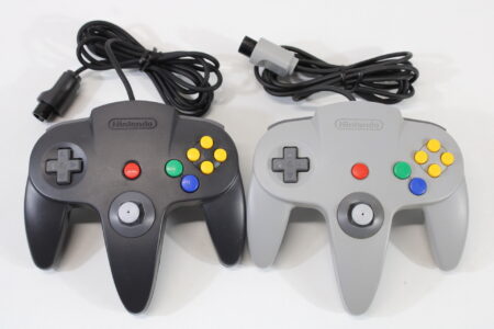 Lot of 2 Official Nintendo 64 Controller Gray & Black x Gray 6~7/10 Tight Stick N64 (B)