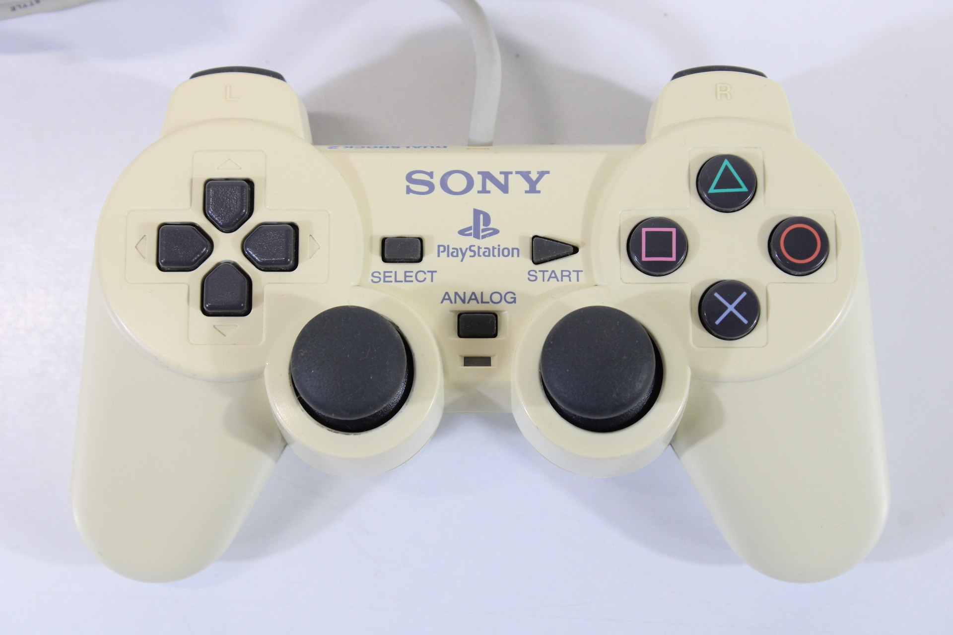 Official Sony PlayStation Dualshock 2 Ceramic White Controller Pad Discolored SCPH-10010 OEM (B)
