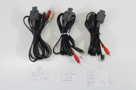 Lot of 3 Official Nintendo S-Video Cable OEM Gray Plug for Super Famicom / Nintendo 64 / GameCube SFC (NOT WORKING For Parts or Repair)