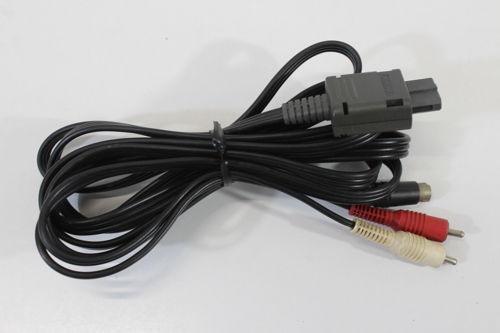 Lot of 3 Official Nintendo S-Video Cable OEM Gray Plug for Super Famicom / Nintendo 64 / GameCube SFC (NOT WORKING For Parts or Repair)
