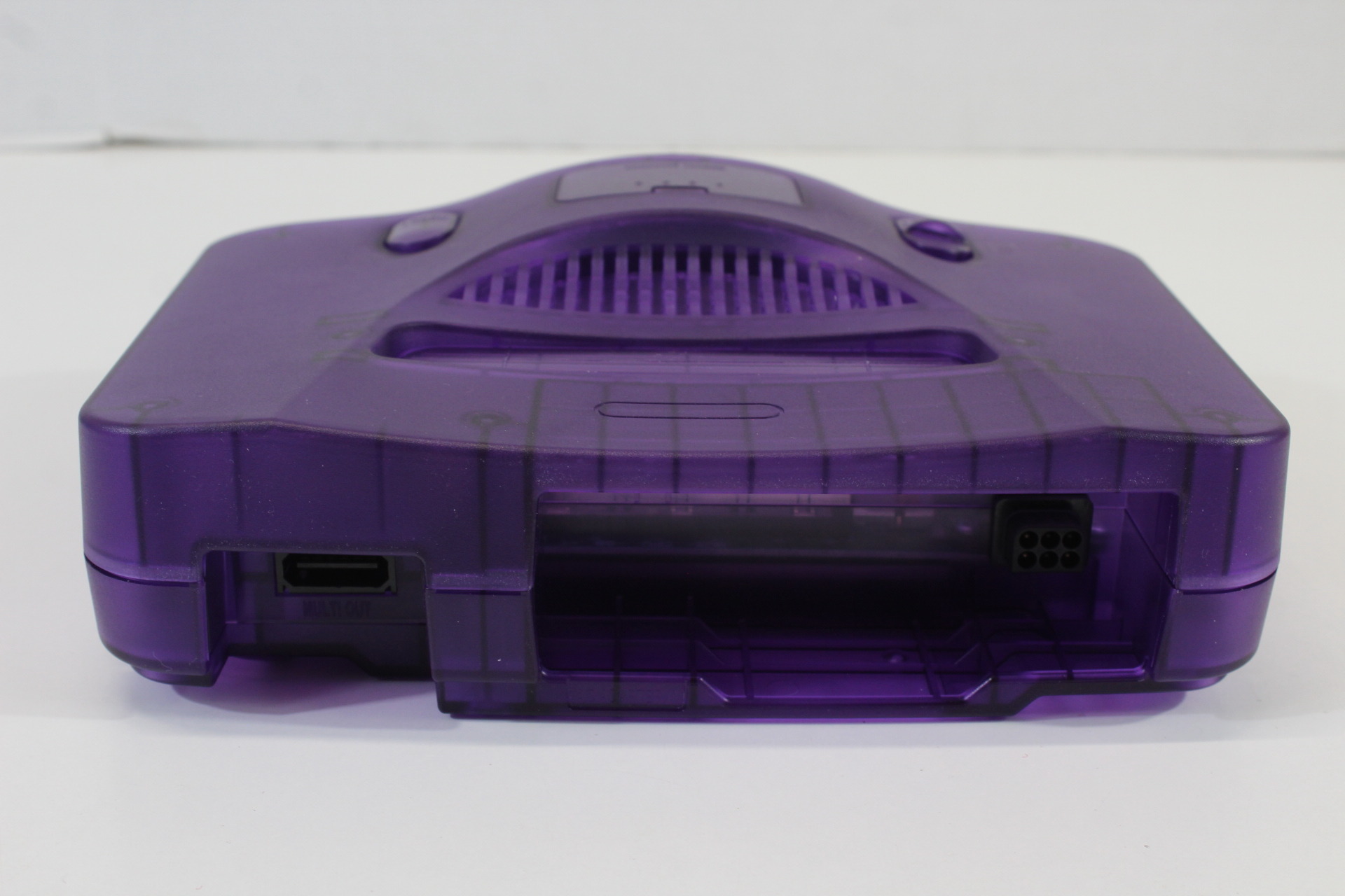 Nintendo 64 Clear Purple Transparent Console White LED Mod NTSC REGION FREE & Controller x2 AC S-Video to HDMI Adapter 4 Games (A) N64