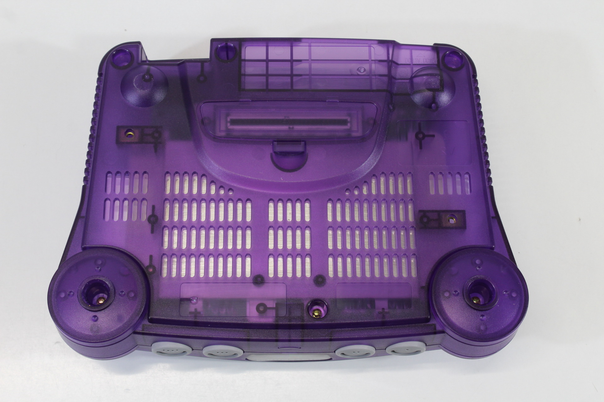 Nintendo 64 Clear Purple Transparent Console White LED Mod NTSC REGION FREE & Controller x2 AC S-Video to HDMI Adapter 4 Games (A) N64