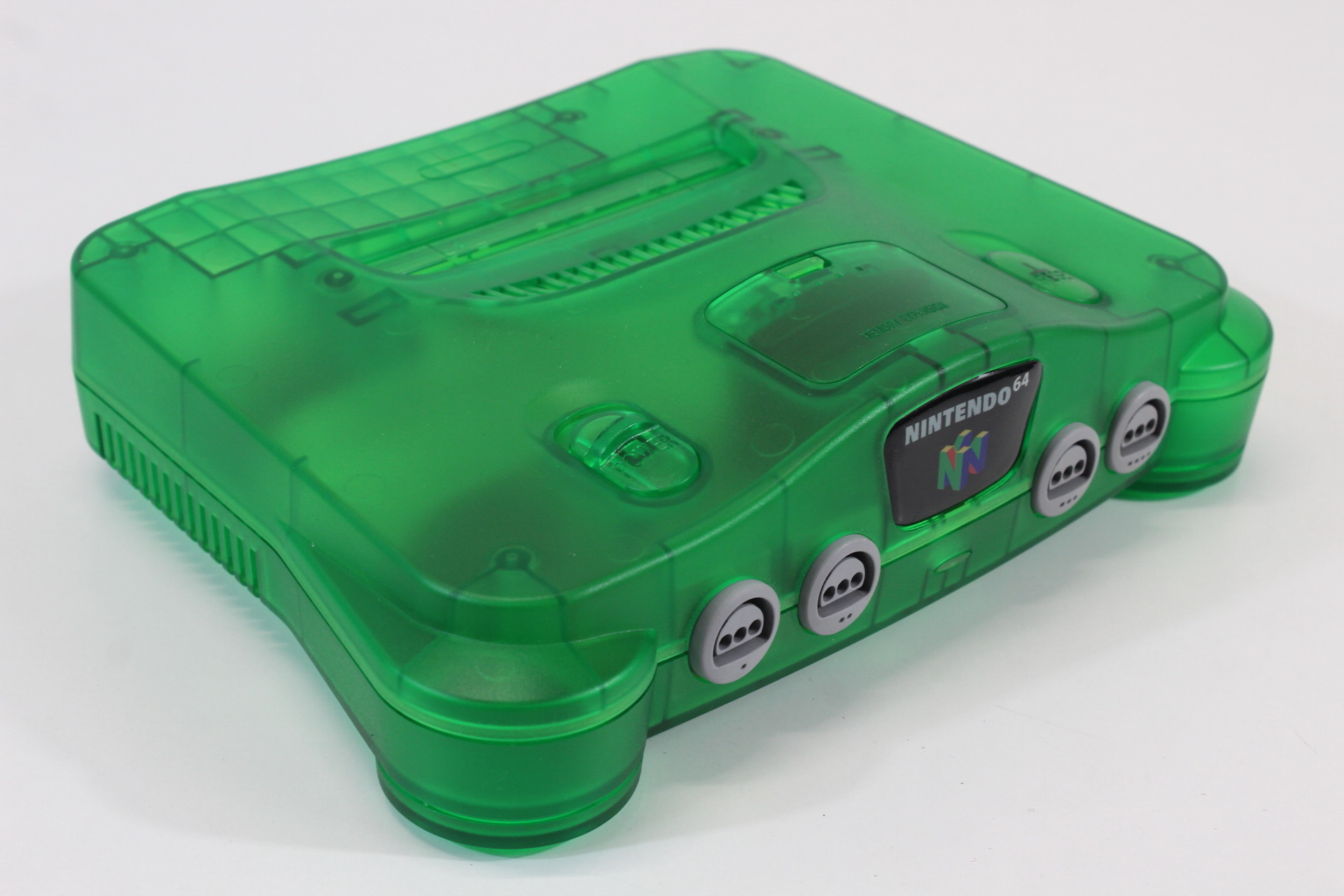 Nintendo 64 Clear Jungle Green Transparent Console White LED Mod NTSC REGION FREE & Controller x2 AC S-Video to HDMI Adapter 3 Games (A) N64
