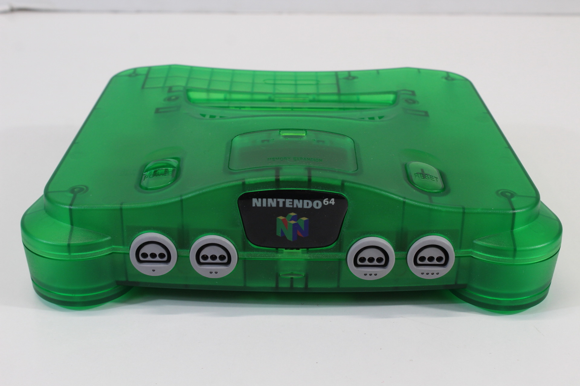 Nintendo 64 Clear Jungle Green Transparent Console White LED Mod NTSC REGION FREE & Controller x2 AC S-Video to HDMI Adapter 3 Games (A) N64