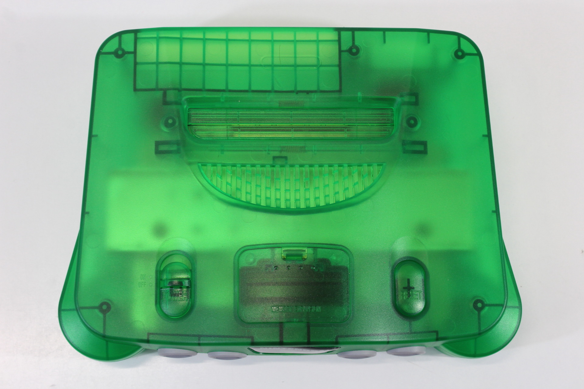 Nintendo 64 Clear Jungle Green Transparent Console White LED Mod NTSC REGION FREE & Controller x2 AC S-Video to HDMI Adapter 3 Games (A) N64