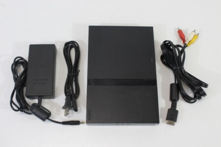 "New Laser" PS2 SCPH-70000 Slim Black Console & AV Cable AC Adapter (A) SONY PlayStation 2 PS2