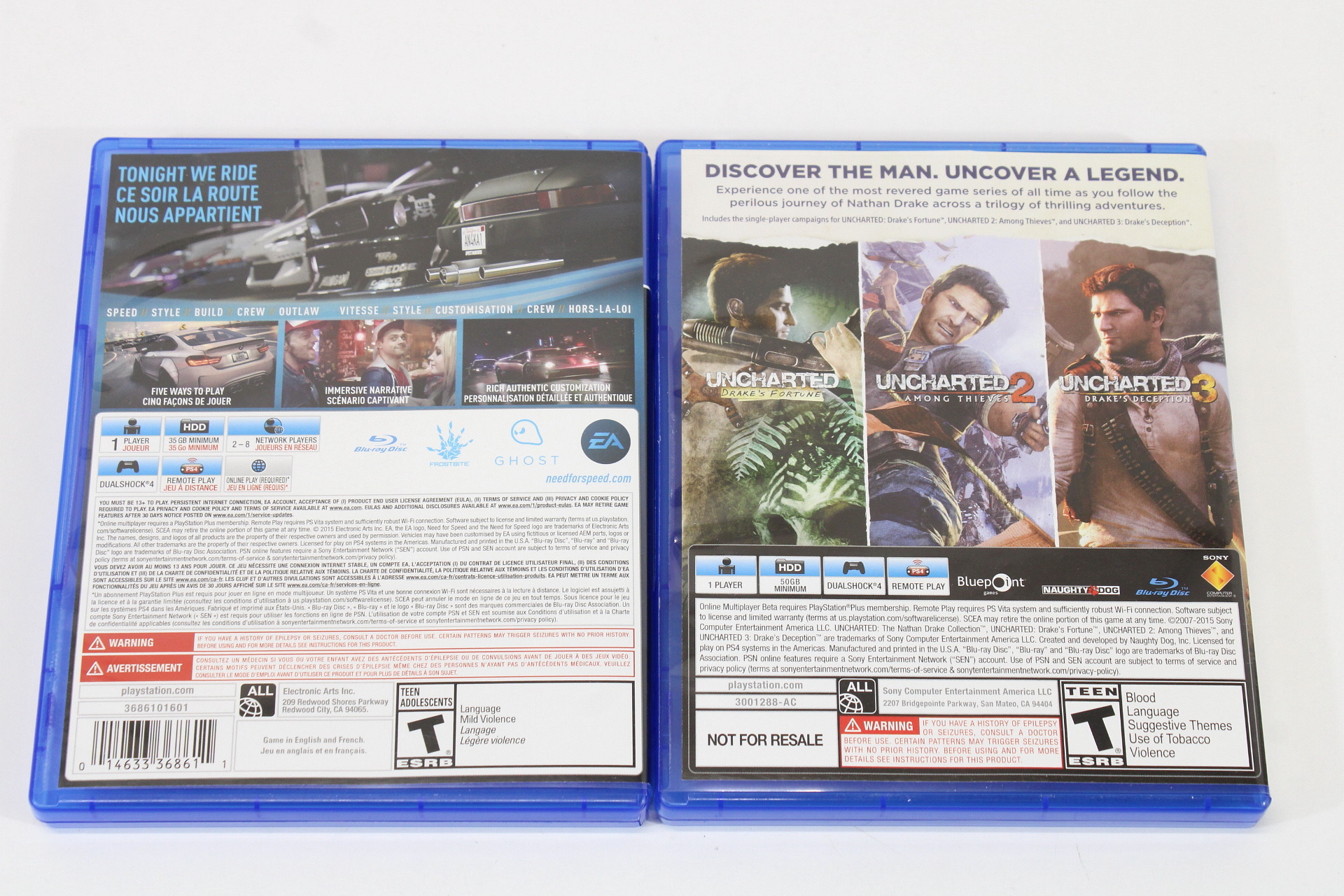 North American PlayStation 4 PS4 console Boxed CUH-1215A Uncharted Need for Speed (USA) (B)