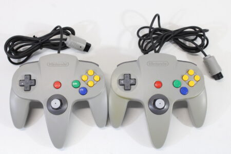 Lot of 2 Official Nintendo 64 Controllers Gray 7/10 Tight Stick (Discolored / Cosmetic Wears) N64