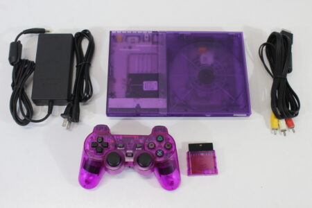 PS2 SCPH-77000 Slim Clear Purple Console Wireless Controller AV Cable AC Adapter (A) SONY PlayStation 2 PS2