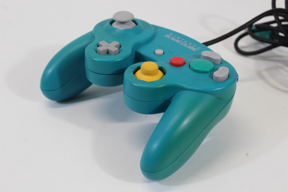 Official Nintendo Gamecube Controller Emerald Blue Teal OEM GC (B Discolored) Nintendo Gamecube GC