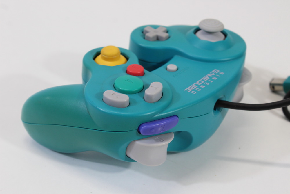 Official Nintendo Gamecube Controller Emerald Blue Teal OEM GC (B Discolored) Nintendo Gamecube GC