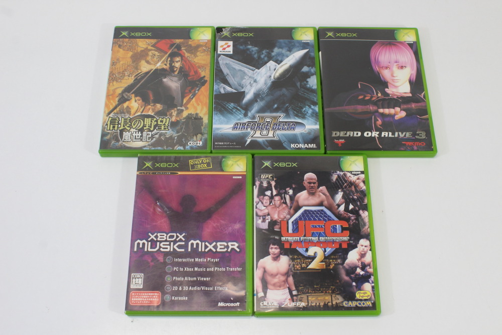 Lot of 5 Dead or Alive 3 UFC 2 Tapout Airforce Delta II Music Mixer Nobunaga no Yabou CIB (B) Microsoft XBOX OG