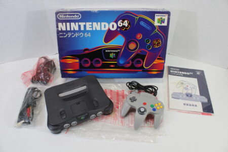 Japanese Nintendo 64 Charcoal Black Console and Grey Controller CIB (B) N64