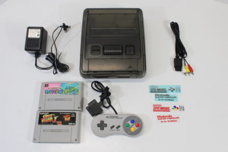 Super Famicom Console Transparent Clear Black AC AV NTSC-J / NTSC-U/C White LED & Controller x1 Game x2 (A) Super Nintendo SNES Super Famicom SFC