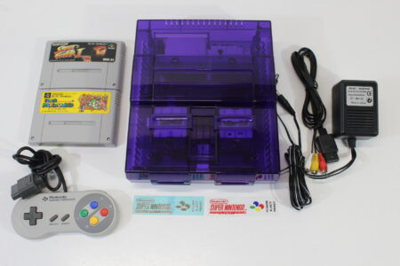 Super Nintendo Console Transparent Clear Purple AC AV Super Famicom Conversion Plays NTSC-U/C & NTSC-J & Controller x1 Game x2 (A) Super Nintendo SNES Super Famicom SFC
